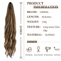 Lommel Ponytail Extension Claw Clip Ponytail Extension For Women 20 Inch Long Wavy Ponytail Extensions Synthetic Ponytail Hairpi