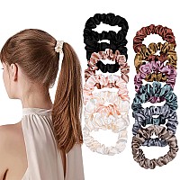 Satin Silk Hair Ties Small Mini Scrunchy For Women Thick Hair Accessories Cute Soft No Slip Hair Elastics Ponytail Holder For C