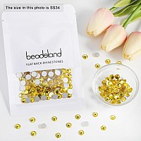 Beadsland 288Pcs Flat Back Crystal Rhinestones Round Gems For Nail Art And Craft Glue Fixlemon Yellowss347173Mm