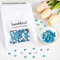 Beadsland 288Pcs Flat Back Crystal Rhinestones Round Gems For Nail Art And Craft Glue Fixaquamariness347173Mm