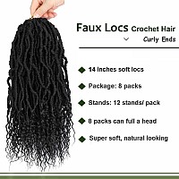 8 Packs Goddess Locs Crochet Hair 14 Inch Soft Locs Crochet Braids Curly Ends Boho Crochet Dreads Loc Hair For Women 14Inchpac