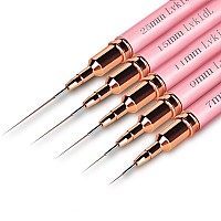 5Pcs Nail Art Liner Brushesliner Brush For Nailsnail Art Brush For Long Linesthin Detailsfine Drawingliner Brush Uv Gel Pol