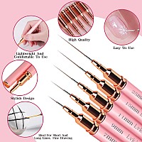 5Pcs Nail Art Liner Brushesliner Brush For Nailsnail Art Brush For Long Linesthin Detailsfine Drawingliner Brush Uv Gel Pol