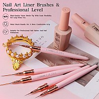 5Pcs Nail Art Liner Brushesliner Brush For Nailsnail Art Brush For Long Linesthin Detailsfine Drawingliner Brush Uv Gel Pol