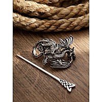 Haquil Viking Dragon Hairpin Punk Gothic Vintage Design Barette For Men Womens Fashion Jewelry Gift