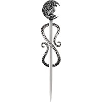 Haquil Dragon Crescent Moon Hairpin Metal Alloy Hair Accessory With Antique Silver Finish Viking Dragon On Moon Hair Pin Perfe