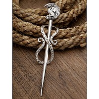 Haquil Dragon Crescent Moon Hairpin Metal Alloy Hair Accessory With Antique Silver Finish Viking Dragon On Moon Hair Pin Perfe