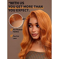 Gorgius Ginger Orange Loose Wave Wig 24 Inch Long Glueless Colored Wigs 180 Density Put On Go Wigs Pre Plucked With Natural Hai