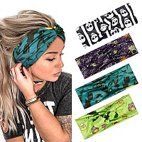 Aktvshow Headbands For Women Knotted Headband Elastic Head Bands Womens Hair Band Nonslip Turban Printed Stylish Sport Sweat H