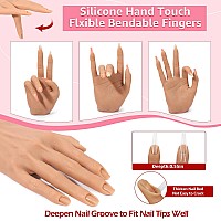 Lionvison Practice Hand For Acrylic Nails Realistic Silicone Nail Hand Practice Flexible Fake Nail Mannequin Training Hand For