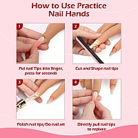 Lionvison Practice Hand For Acrylic Nails Realistic Silicone Nail Hand Practice Flexible Fake Nail Mannequin Training Hand For