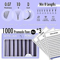 Beyelian Premade Volume Eyelash Extensions Mixed Tray 1000 Fans 916Mm 007Mm 10D D Curl Premade Fans Eyelash Extensions Handmad