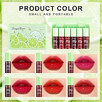 6 Colors Lip Tint Stain Korean Lip Gloss Watery Lip Stain Mini Liquid Lipstick Multiuse Lip And Cheek Tint Nonstick Cup Li