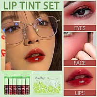 6 Colors Lip Tint Stain Korean Lip Gloss Watery Lip Stain Mini Liquid Lipstick Multiuse Lip And Cheek Tint Nonstick Cup Li