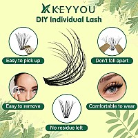 Lash Clusters 3D Effect Individual Lashes Keyyou 300Pcs 30D D Curl 15Mm Eyelash Clusters Wispy Lashes Fluffy Cluster Lashes Natu