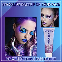 Meicoly Chameleon Purple Body Glitterchunky Glitter Face Paintcolor Changing Mermaid Face Glitter Gelholographic Glitter Sequ