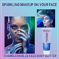 Meicoly Chameleon Blue Body Glitterchunky Face Glitter Gelcolor Changing Mermaid Singer Concerts Glittersparkling Glitter For