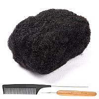 Daixi 6 Inch Jet Black Afro Kinkys Bulk 100 Real Human Hair 1 Packs 50G For Dreadlock Extensions Create Repair And Extend Hand