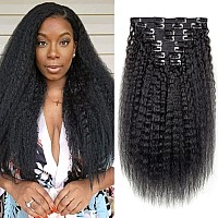 Alishow Kinky Straight Clip In Hair Extensions Real Human Hair For Black Women 22 Inch Virgin Hair Clip In Full Head Unprocessed