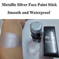 Go Ho Creamblendable Silver Face Paint 106 Ozwaterproof Metallic Silver Face Paint Stick For Halloween Cosplay Sfx Makeups