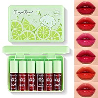 6 Colors Lip Tint Stain Set Korean Lip Gloss Lip Stain Long Lasting Waterproof Natural Lip Tint Plumping Lip Moisturizing Mini