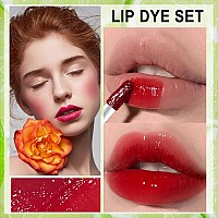 6 Colors Lip Tint Stain Set Korean Lip Gloss Lip Stain Long Lasting Waterproof Natural Lip Tint Plumping Lip Moisturizing Mini