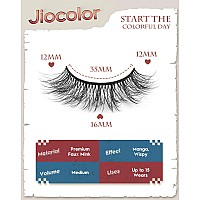 Jiocolor False Eyelashes Wispy Lashes Natural Look Lashes Soft Faux Mink Eyelashes 3D 6D Volume 7 Pairs Fluffy Lashes Fake Eyela