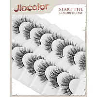 Jiocolor False Eyelashes Wispy Lashes Natural Look Lashes Soft Faux Mink Eyelashes 3D 6D Volume 7 Pairs Fluffy Lashes Fake Eyela