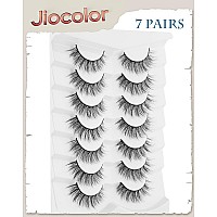 Jiocolor False Eyelashes Wispy Lashes Natural Look Lashes Soft Faux Mink Eyelashes 3D 6D Volume 7 Pairs Fluffy Lashes Fake Eyela