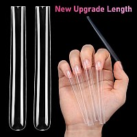 Inenk 5Xl Extra Long Tapered Square Full Cover Nail Tips Square Straight Nail Tips Clear No Trace False For Press On Nails Man