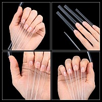 Inenk 5Xl Extra Long Tapered Square Full Cover Nail Tips Square Straight Nail Tips Clear No Trace False For Press On Nails Man