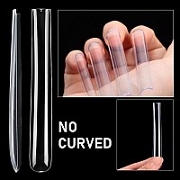 Inenk 5Xl Extra Long Tapered Square Full Cover Nail Tips Square Straight Nail Tips Clear No Trace False For Press On Nails Man