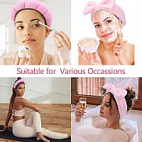 Chanaco Spa Wristband And Pink Puffy Sponge Makeup Headband Set For Face Washing Skin Care Teen Girl Gifts