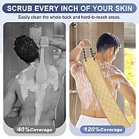 Exfoliating Back Scrubber With Handles 39 Inch Doublesided Back Exfoliator Body Scrub Towel Exfoliating Washcloth Bath Tool F