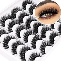 Fluffy Lashes D Curl Faux Mink Eyelashes 18Mm Long 8D Volume Lashes Wispy False Eyelashes Cat Eye Russian Strip Lashes Pack By K