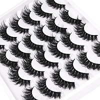 Fluffy Lashes D Curl Faux Mink Eyelashes 18Mm Long 8D Volume Lashes Wispy False Eyelashes Cat Eye Russian Strip Lashes Pack By K