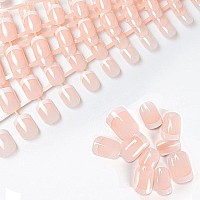 Liarty 120 Pcs Press On Nails Short French Tip False Nails Manicure 12 Size Acrylic Full Cover Artificial Fake Nails Natural