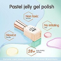 Shoyum Jelly Crystal Gel Nail Polish Set 6 Colors Pastel Blue Purple Rainbow Yellow Pink Gel Polish Kit Uv Led Dryer Cured Spri