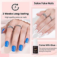 10 Packs Press On Nails Short Kit 240Pcs Gel Fake Nails With Glue Solid Color Full Cover Glue On Nails Set Acrylic Nails Pre