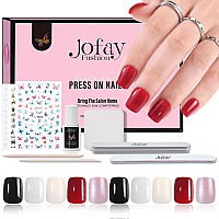 Short Press On Nails Kit 240Pcs Acrylic Fake Nails With Glue Square Glossy Glue On Nails Natural Gel Uv Finish Artificial