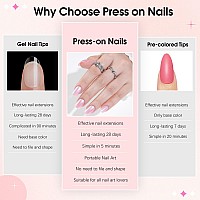 Short Press On Nails Kit 240Pcs Acrylic Fake Nails With Glue Square Glossy Glue On Nails Natural Gel Uv Finish Artificial