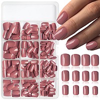 Loveourhome 360Pc Square Press On Nails Short Fake Nails Press Ons Nails Square Brown Acrylic Nail Tips Full Cover Glue Nails Sh