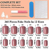 Loveourhome 360Pc Square Press On Nails Short Fake Nails Press Ons Nails Square Brown Acrylic Nail Tips Full Cover Glue Nails Sh