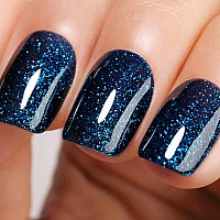 Ozzeal Glitter Gel Polish Dark Navy Blue Glitter Gel Nail Polish Sparkle Shimmer Gel Glitter Nail Polish Fall Winter Soak Off Le