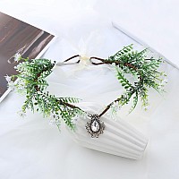 Vivivalue Woodland Flower Crown Forest Fairy Headpiece Elf Headband Elven Leaf Tiara For Women Girls Halloween Renaissance Weddi