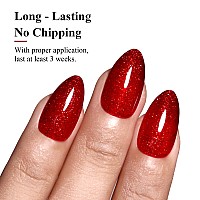 Imtiti Glitter Gel Nail Polish 05 Fl Oz Red Glitter Gel Polish Soak Off Led U V Shimmer Sparkle Nail Gel Polish Fall Winter Di