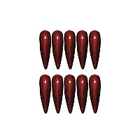 Sinhot Stiletto Press On Nails Extra Long Fake Nails With Glue Glossy False Nails With Red Designs Full Cover Almond Acrylic Nai