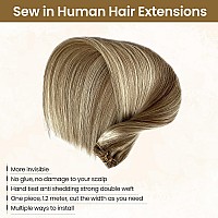 Highlights Hair Wefts Human Hair Sew In Remy Hair Bundles 24 120G Seamless Sew In Hair Extensions Real Human Hair Ash Brown