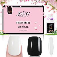 10 Packs 240 Pcs Black White Press On Nails Short Jofay Fashion Solid Artificial False Nails Glue On Nails Full Cover Acrylic