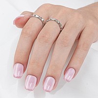 French Gel Nail Tips Jofay Fashion 240 Pcs French Tip Press On Nails Glitter Pink Short Square Nail Press On Acrylic Fake Nail